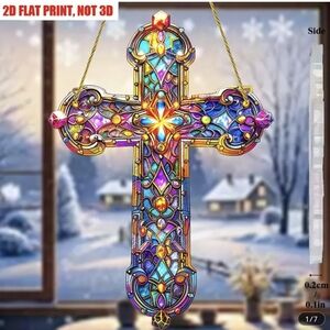 Stained Glass Cross Suncatcher